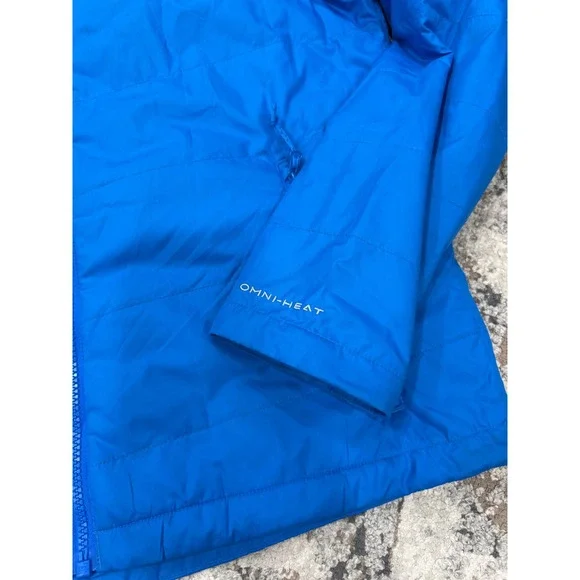 Columbia Omni-Heat Interchange Puffer Jacket Mens Small Blue Insulated Full Zip - Picture 2 of 10